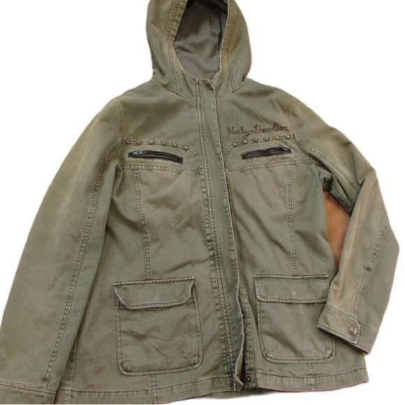 Harley Davidsons Women XL hooded canvas jacket - Picture 3 of 16